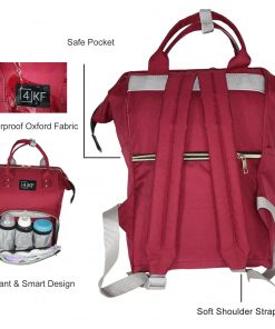 Diaper Bag Backpack Designer Baby Nappy Bag for Girls & Boys Waterproof Travel Backpack for Baby Care, Large Capacity, Stylish and Durable, Claret Red