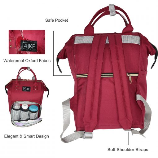 Diaper Bag Backpack Designer Baby Nappy Bag for Girls & Boys Waterproof Travel Backpack for Baby Care, Large Capacity, Stylish and Durable, Claret Red