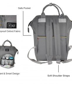 Diaper Bag Backpack Designer Baby Nappy Bag for Girls & Boys Waterproof Travel Backpack for Baby Care, Large Capacity, Stylish and Durable, Gray