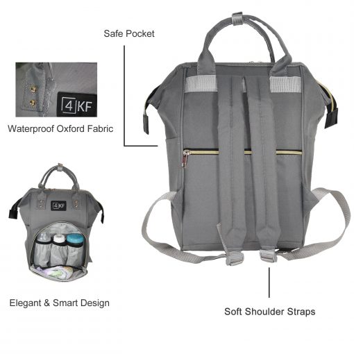 Diaper Bag Backpack Designer Baby Nappy Bag for Girls & Boys Waterproof Travel Backpack for Baby Care, Large Capacity, Stylish and Durable, Gray