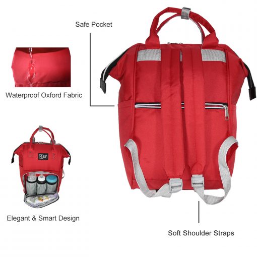 Diaper Bag Backpack Designer Baby Nappy Bag for Girls & Boys Waterproof Travel Backpack for Baby Care, Large Capacity, Stylish and Durable, Red